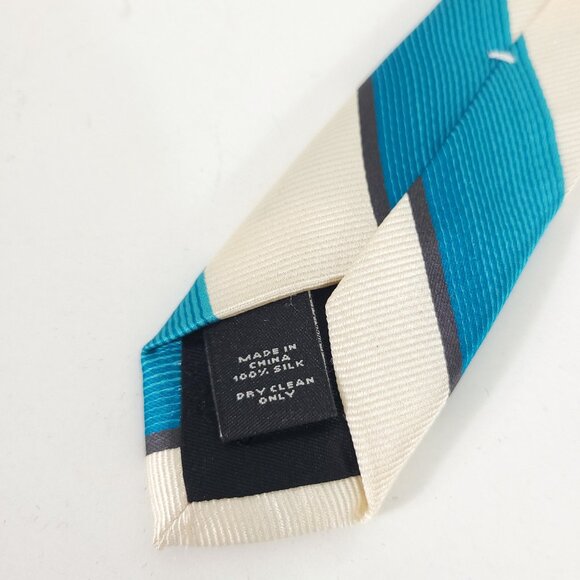 Express Blue Striped Silk Tie - Picture 3 of 6